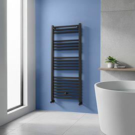 Toreno Heated Towel Rail - Matt Black - 500 x 1200mm - Straight Bars
