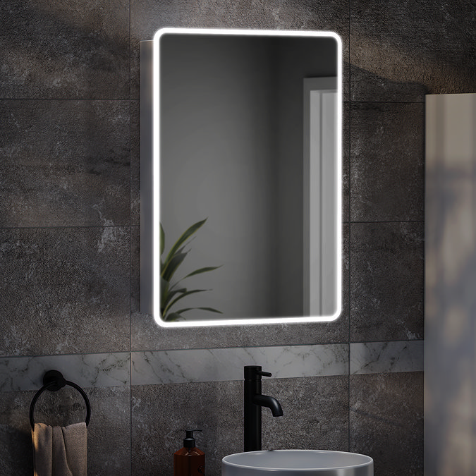 Toreno 500 x 700mm LED Illuminated Mirror Cabinet with Motion Sensor, Anti-Fog & Shaving Socket