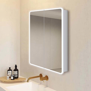 Toreno 700 x 650mm LED Illuminated 2-Door Mirror Cabinet with Motion Sensor, Shaving Socket & Anti-Fog
