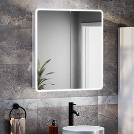 Toreno 700 x 650mm LED Illuminated 2-Door Mirror Cabinet with Motion Sensor, Anti-Fog & Shaving Socket