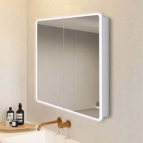 Toreno 700 x 800mm LED Illuminated 2-Door Mirror Cabinet with Motion Sensor, Shaving Socket & Anti-Fog