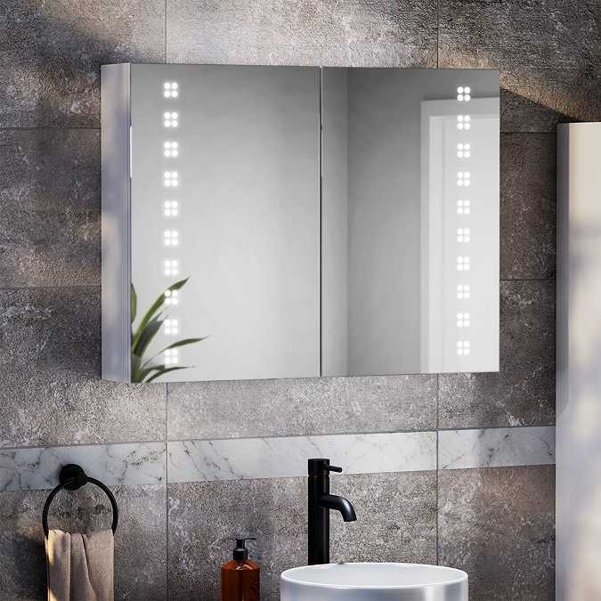 Toreno 800 x 600mm LED Illuminated 2-Door Mirror Cabinet with Motion Sensor