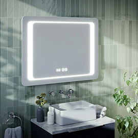 Toreno 800 x 600mm LED Illuminated Mirror with Anti-Fog, Dimmer, Touch Sensor, Time/Temperature Display and Shaving Port