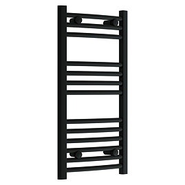 Toreno Black Curved W400 x H800mm Heated Towel Rail Large Image
