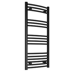 Toreno Black Curved W500 x H1000mm Heated Towel Rail Large Image