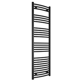 Toreno Black Curved W500 x H1600mm Heated Towel Rail Large Image