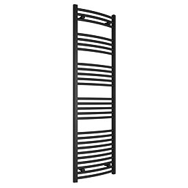 Toreno Black Curved W500 x H1600mm Heated Towel Rail Large Image