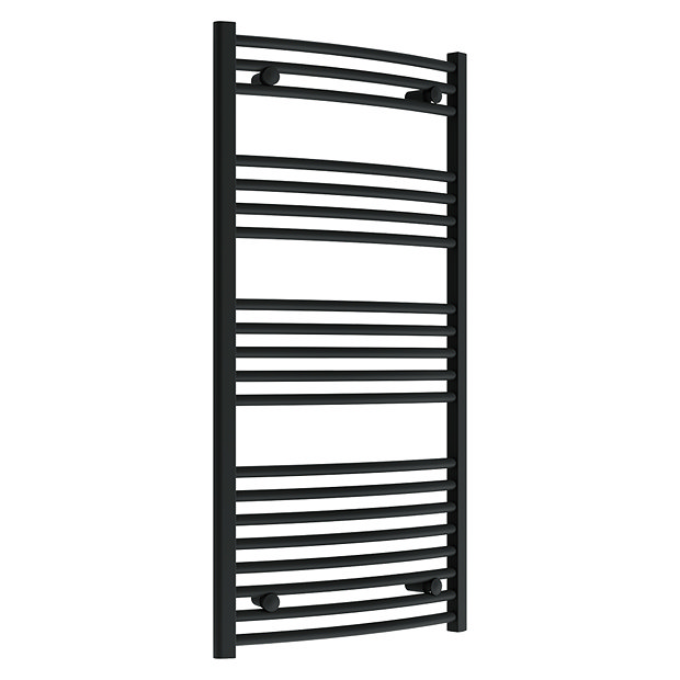 Toreno Black Curved W600 x H1200mm Heated Towel Rail Large Image