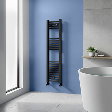 Toreno Heated Towel Rail – Matt Black – 300 x 1200mm – Straight Bars