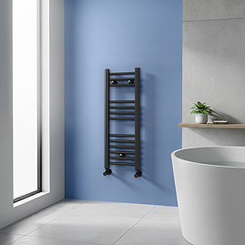 Toreno Heated Towel Rail – Matt Black – 300 x 800mm – Straight Bars