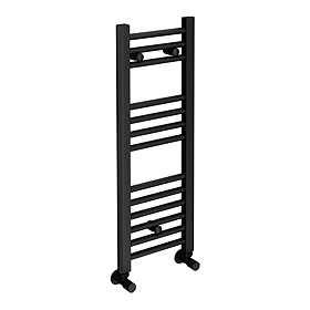 Toreno Black W300 x H800mm Heated Towel Rail - Straight