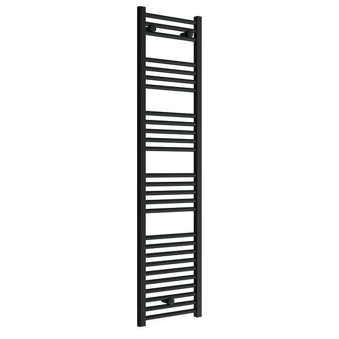 Toreno Heated Towel Rail - Matt Black - 400 x 1600mm - Straight Bars