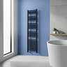 Toreno Heated Towel Rail - Matt Black - 400 x 1600mm - Straight Bars