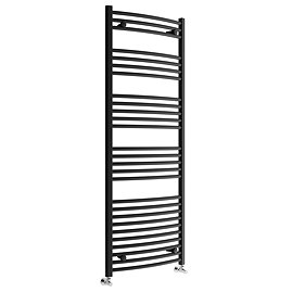 Toreno Black W600 x H1600mm Heated Towel Rail - Curved Large Image