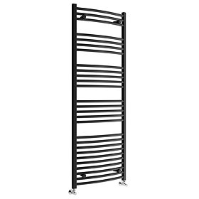 Toreno Black W600 x H1600mm Heated Towel Rail - Curved Large Image