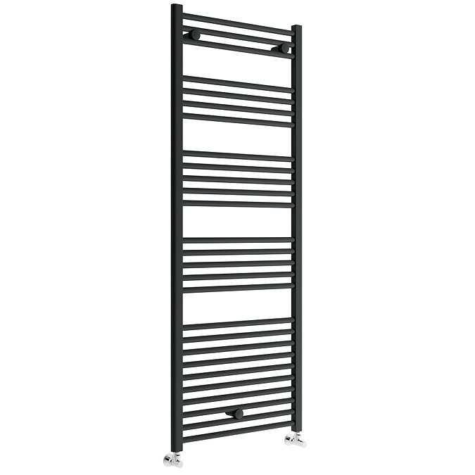 Toreno Heated Towel Rail - Matt Black - 600 x 1600mm - Straight Bars