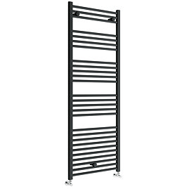 Toreno Black W600 x H1600mm Heated Towel Rail - Straight Large Image