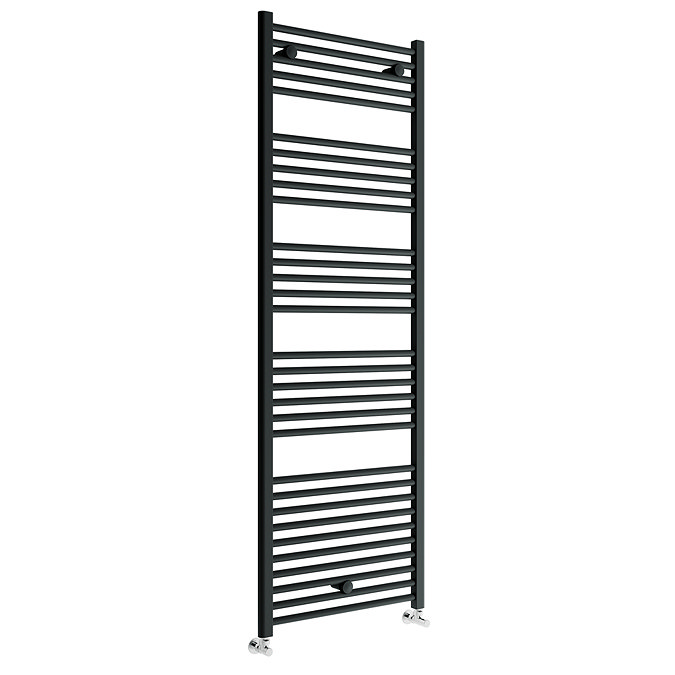 Toreno Black W600 x H1800mm Heated Towel Rail - Straight Large Image