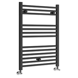 Toreno Black W600 x H800mm Heated Towel Rail - Straight Large Image