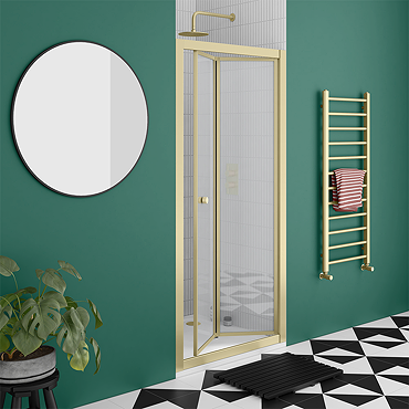 Toreno Brushed Brass 1000 x 1900 Bi-Fold Shower Door