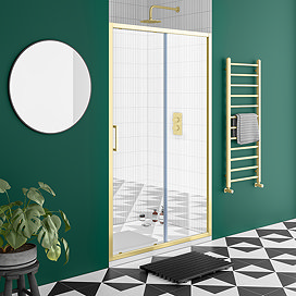 Toreno Brushed Brass 1000 x 1850 Sliding Shower Door