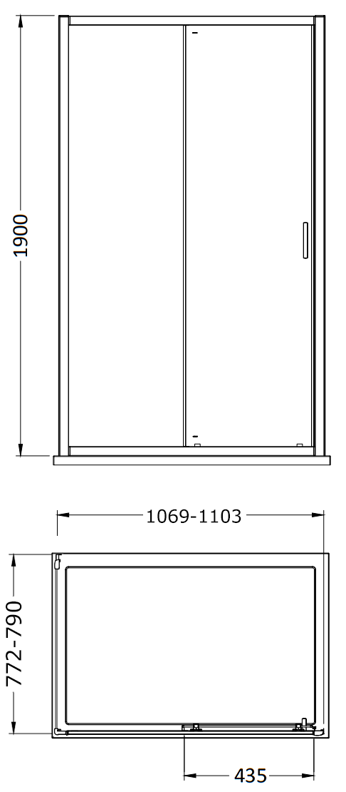 Toreno Brushed Brass 1100 x 800mm Sliding Door Shower Enclosure without Tray