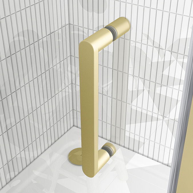 Toreno Brushed Brass 1100 x 900mm Sliding Door Shower Enclosure without Tray