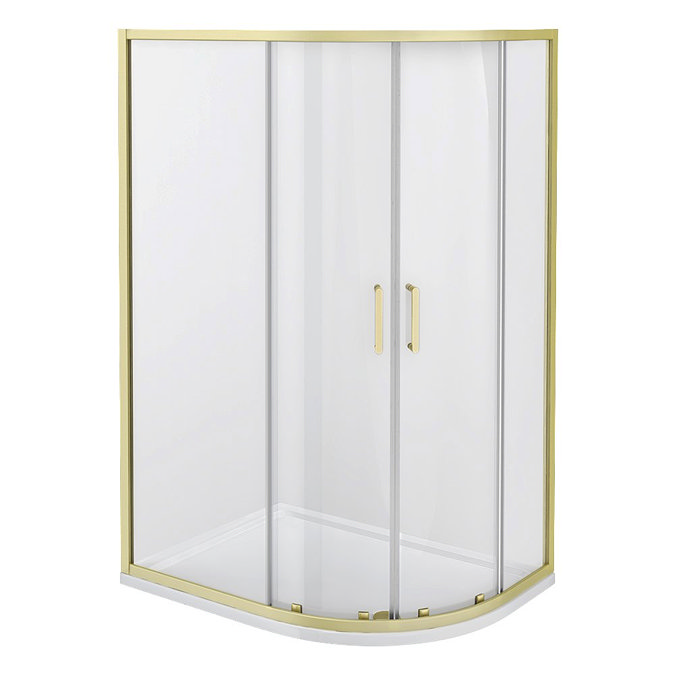 Toreno Brushed Brass 1200 x 800mm Offset Quadrant Shower Enclosure without Tray
