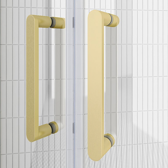 Toreno Brushed Brass 1400 Double Sliding Shower Door