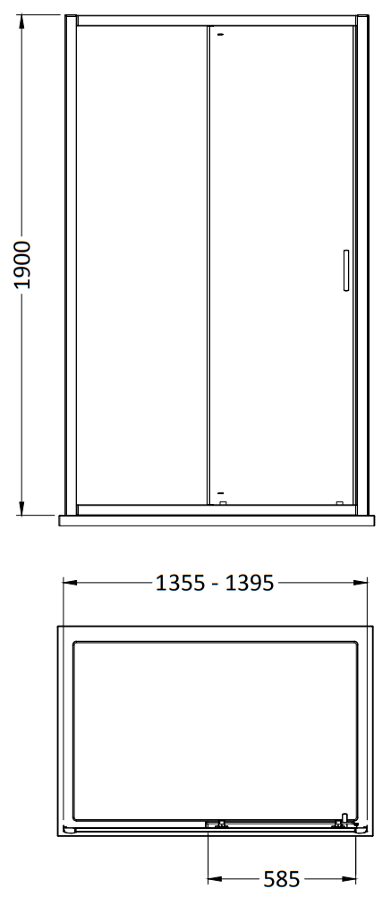 Toreno Brushed Brass 1400 x 1900 Sliding Shower Door