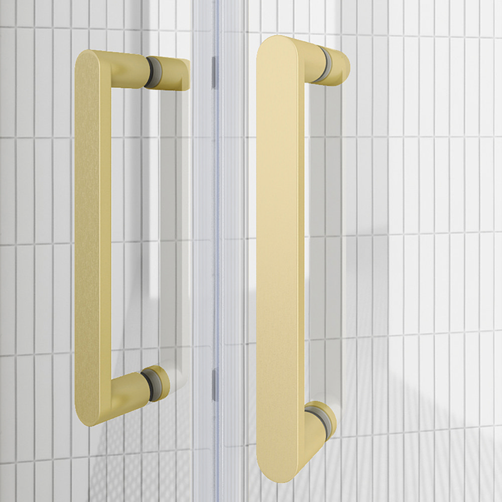Toreno Brushed Brass 1400 x 700mm Double Sliding Door Shower Enclosure