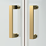 Toreno Brushed Brass 1400 x 700mm Double Sliding Door Shower Enclosure without Tray