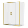 Toreno Brushed Brass 1400 x 800mm Double Sliding Door Shower Enclosure without Tray