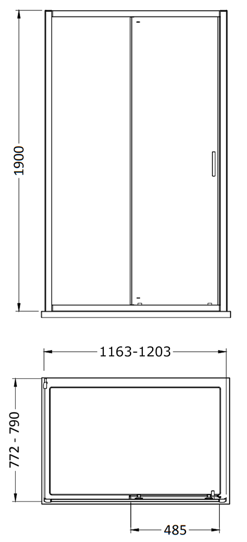 Toreno Brushed Brass 1400 x 800mm Sliding Door Shower Enclosure without Tray