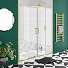 Toreno Brushed Brass 1700 Double Sliding Shower Door