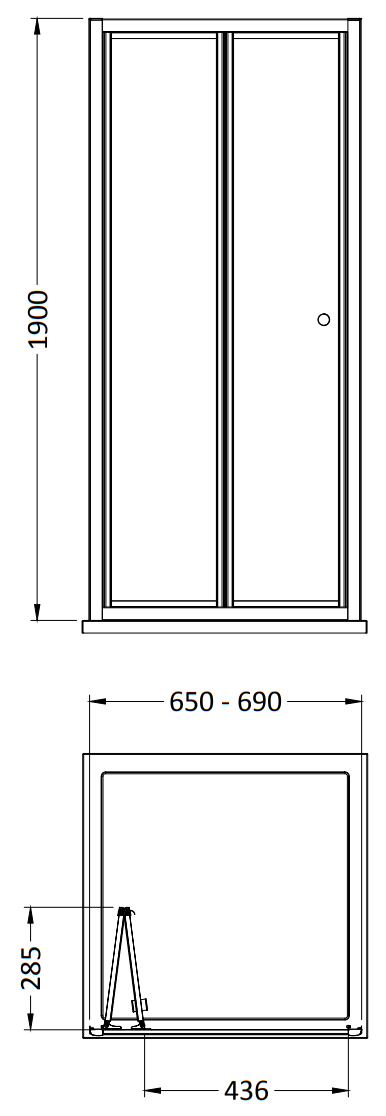 Toreno Brushed Brass 700 x 1900 Bi-Fold Shower Door