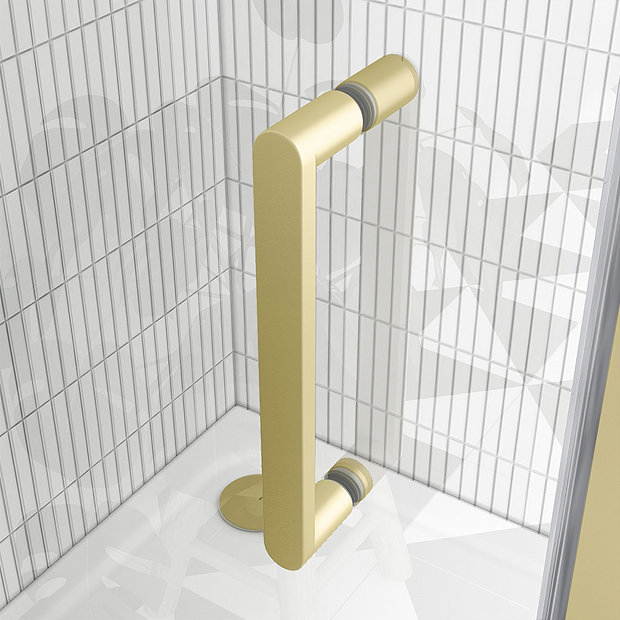 Toreno Brushed Brass 700 x 700mm Bi-Fold Door Shower Enclosure without Tray
