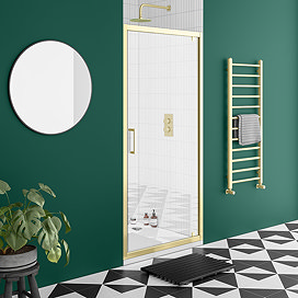 Toreno Brushed Brass 800 x 1850 Pivot Shower Door