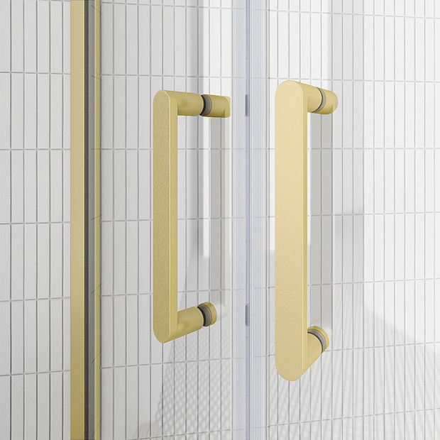 Toreno Brushed Brass 800 x 800mm Quadrant Shower Enclosure without Tray