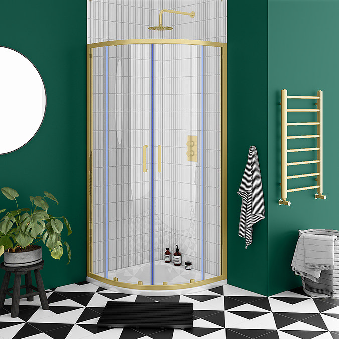 Toreno Brushed Brass 800 x 800 x 1900mm Quadrant Shower Enclosure - Tray Not Included
