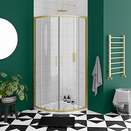 Toreno Brushed Brass 800 x 800mm Quadrant Shower Enclosure without Tray