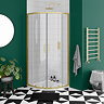 Toreno Brushed Brass 800 x 800mm Quadrant Shower Enclosure without Tray