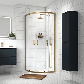 Toreno Brushed Brass 800 x 800 x 1900mm Quadrant Shower Enclosure - Tray Not Included