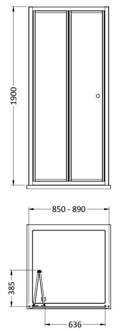 Toreno Brushed Brass 900 x 1900 Bi-Fold Shower Door