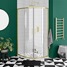 Toreno Brushed Brass 760 x 900mm Offset Quadrant Shower Enclosure without Tray