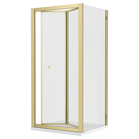 Toreno Brushed Brass 900 x 900mm Bi-Fold Door Shower Enclosure without Tray