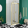Toreno Brushed Brass 900 x 900mm Bi-Fold Door Shower Enclosure without Tray