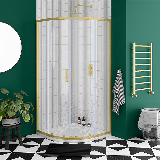 Toreno Brushed Brass 900 x 900mm Quadrant Shower Enclosure