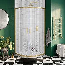 Toreno Brushed Brass 900 x 900mm Quadrant Shower Enclosure without Tray