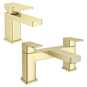 Toreno Brushed Brass Tap Package (Bath + Basin Tap)